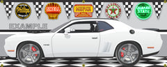 2016 DODGE CHALLENGER HELLCAT SHAKER HEMI WHITE CUSTOM CAR GARAGE SCENE SIDE VIEW BANNER SIGN ART MURAL VARIOUS SIZES