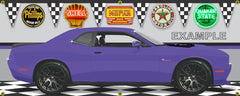2016 DODGE CHALLENGER PLUM PURPLE CRAZY HEMI SHAKER MOPAR MUSCLE CAR GARAGE SCENE SIDE VIEW BANNER SIGN CAR ART MURAL VARIOUS SIZES