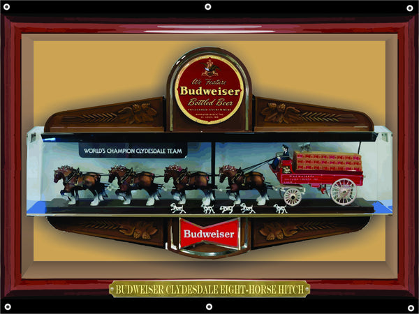 BUDWEISER CLYDESDALE 2-D Effect Sign Printed Banner 4' x 3'