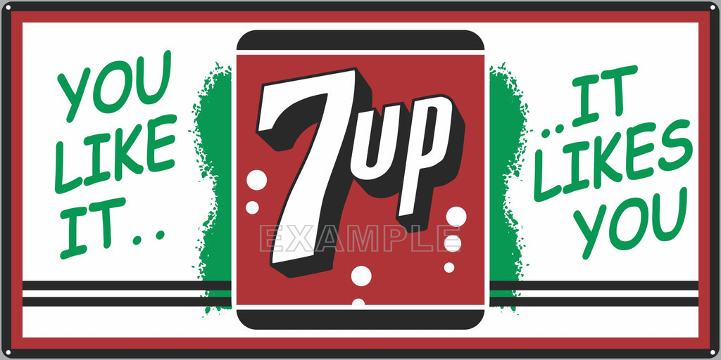 7UP SODA POP GENERAL STORE RESTAURANT DINER OLD SIGN REMAKE ALUMINUM CLAD SIGN VARIOUS SIZES