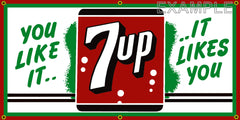 7UP SODA DRINK POP COLA SODA OLD SCHOOL SIGN REMAKE BANNER SIGN ART MURAL 2' X 4'/3' X 6'