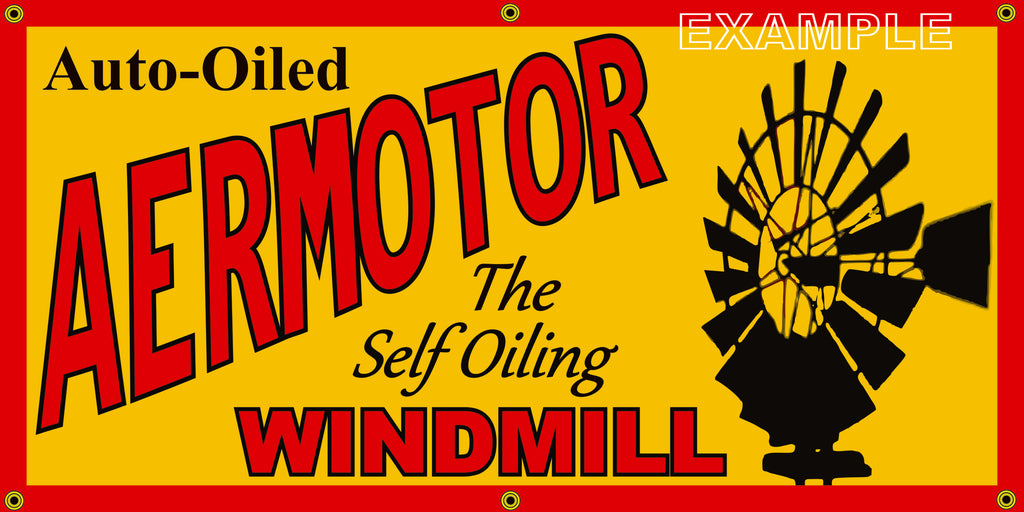 Aermotor Signs AERMOTOR WINDMILL VINTAGE OLD SCHOOL SIGN REMAKE BANNER SIGN ART MURAL ...