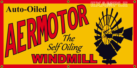 AERMOTOR WINDMILL VINTAGE OLD SCHOOL SIGN REMAKE BANNER SIGN ART MURAL 2' X 4'/3' X 6'