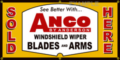 ANCO WINDSHIELD WIPER BLADES AND ARMS AUTOMOTIVE REPAIR SERVICE VINTAGE OLD SCHOOL SIGN REMAKE BANNER SIGN ART MURAL 2' X 4'/3' X 6'