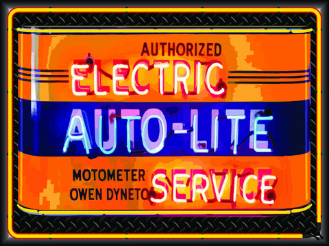 AUTO-LITE ELECTRIC SERVICE Neon Effect Sign Printed Banner 4' x 3'