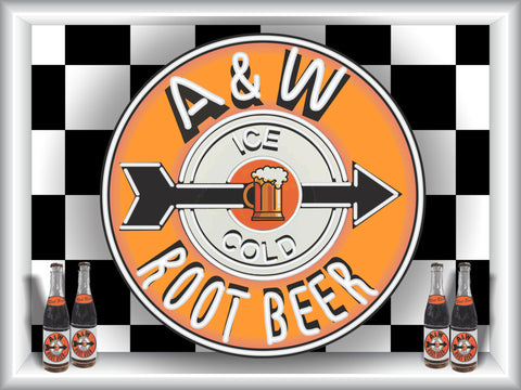 A & W ROOT BEER SIGN Neon Effect Sign Printed Banner 4' x 3'