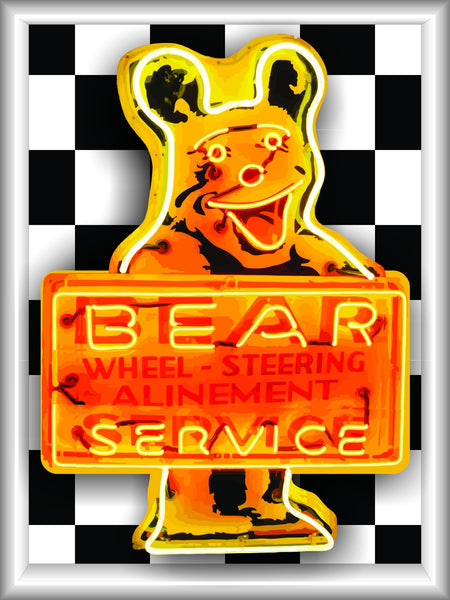 BEAR SERVICE ALINEMENT AUTOMOTIVE REPAIR SHOP VINTAGE OLD SIGN REMAKE PRINTED 3' X 4' OPTIONS