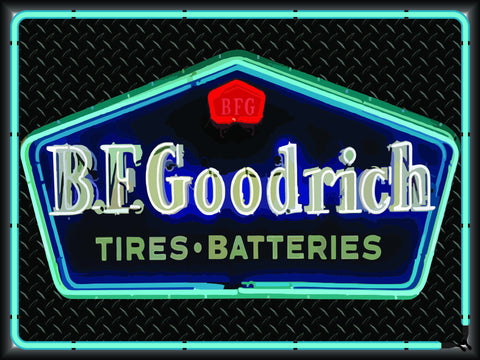 BF GOODRICH TIRES AND BATTERIES Neon Effect Sign Printed Banner 4' x 3'