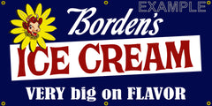 BORDENS ICE CREAM VINTAGE OLD SCHOOL SIGN REMAKE BANNER SIGN ART MURAL 2' X 4'/3' X 6'