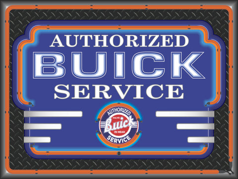 BUICK AUTHORIZED SERVICE MARQUEE Neon Effect Sign Printed Banner 4' x 3'