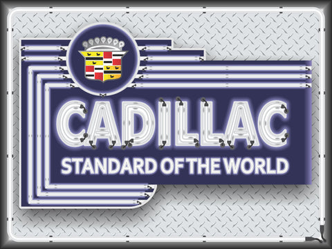 CADILLAC CAR SALES DEALER MARQUEE Neon Effect Sign Printed Banner 4' x 3'