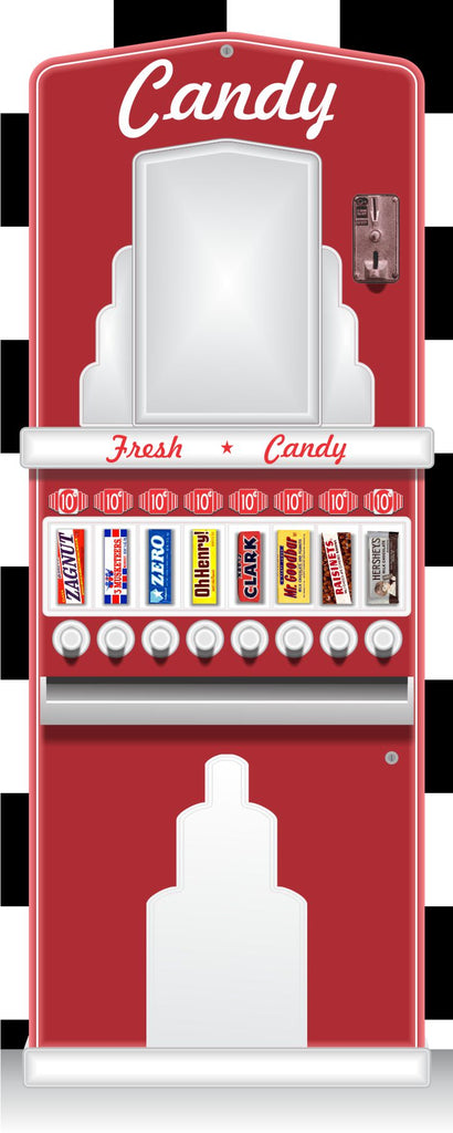 CANDY MACHINE RED STONER REPLICA VENDING SNACK OLD VINTAGE VENDING MACHINE STYLE BANNER 2' X 5' SIGN ART MURAL