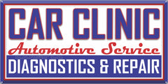 CAR CLINIC AUTO REPAIR GENERIC AUTOMOBILES DEALER OLD SIGN REMAKE ALUMINUM CLAD SIGN VARIOUS SIZES