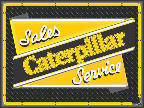 CATERPILLAR SALES & SERVICE Neon Effect Sign Printed Banner 4' x 3'