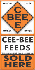 CEE BEE FEEDS FARM FEED STORE OLD SIGN REMAKE ALUMINUM CLAD SIGN VARIOUS SIZES