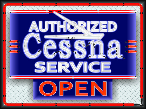 CESSNA AIRCRAFT AIRPLANE AVIATION DEALER MARQUEE Neon Effect Sign Printed Banner 4' x 3'