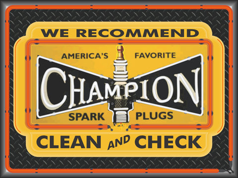 CHAMPION SPARK PLUGS DEALER STYLE SIGN SALES SERVICE PARTS REPAIR SHOP REMAKE BANNER ART 3' X 4'