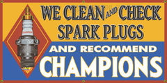 CHAMPION SPARK PLUGS VINTAGE OLD SCHOOL SIGN REMAKE BANNER SIGN ART MURAL 2' X 4'/3' X 6'