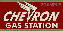 CHEVRON GAS STATION VINTAGE OLD SCHOOL SIGN REMAKE BANNER SIGN ART MURAL 2' X 4'/3' X 6'