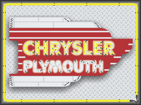 CHRYSLER PLYMOUTH CAR SALES DEALER MARQUEE Neon Effect Sign Printed Banner 4' x 3'
