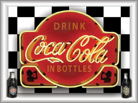 COKE DRINK COCA-COLA IN BOTTLES Neon Effect Sign Printed Banner 4' x 3'