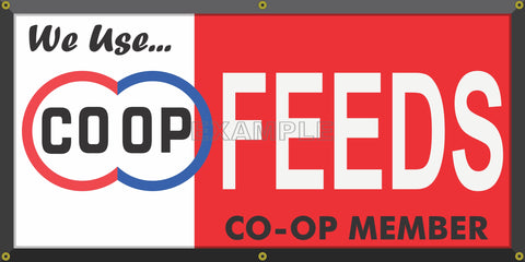COOP CO-OP FEEDS MEMBER FARM SUPPLY FEED STORE VINTAGE OLD SCHOOL SIGN REMAKE BANNER SIGN ART MURAL 2' X 4'/3' X 6'