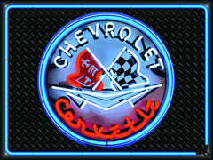 Chevrolet Corvette Neon Effect Sign Printed Banner 4' x 3'