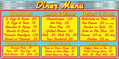 MENU ORDER BOARD RESTAURANT 1950'S DINER OLD SIGN REMAKE ALUMINUM CLAD SIGN VARIOUS SIZES