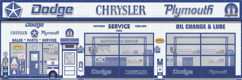 DODGE CHRYSLER PLYMOUTH SALES PARTS SERVICE SCENE WALL MURAL SIGN BANNER GARAGE ART CUSTOM 10' X 30'