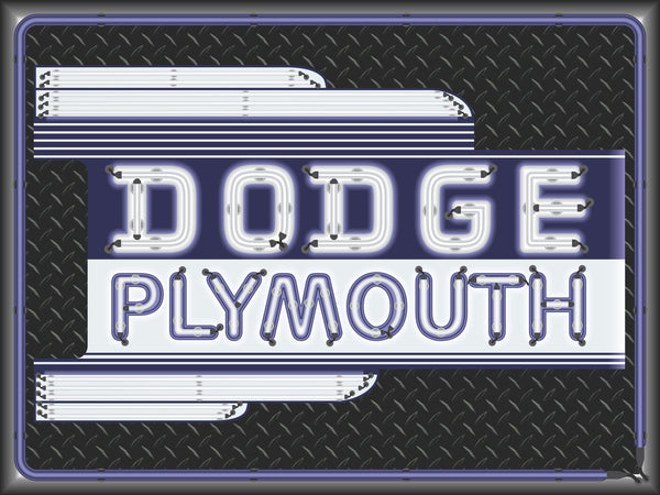 DODGE PLYMOUTH CAR SALES DEALER MARQUEE Neon Effect Sign Printed Banner 4' x 3'