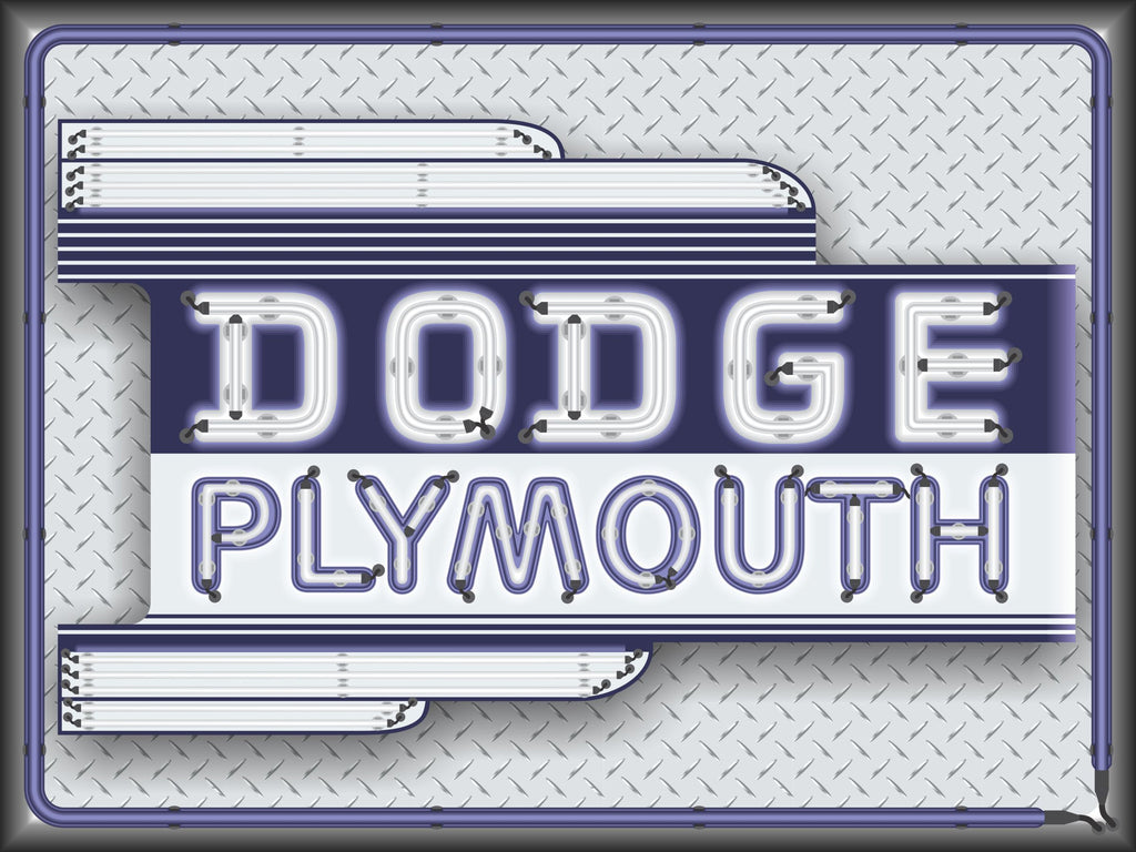 DODGE PLYMOUTH CAR SALES DEALER MARQUEE Neon Effect Sign Printed Banner 4' x 3'