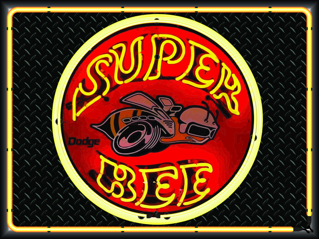 DODGE SUPER BEE Neon Effect Sign Printed Banner 4' x 3'