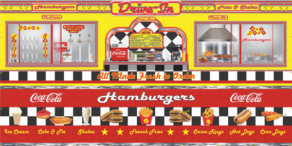 1950-60s DINER BURGER RESTAURANT DRIVE IN CAR HOP MURAL BANNER ART VARIOUS SIZES