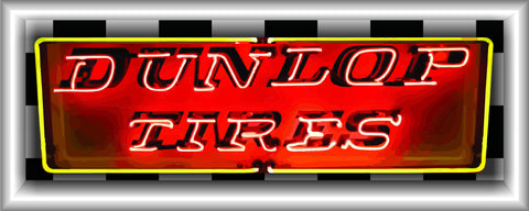 DUNLOP TIRES Neon Effect Sign Printed Banner HORIZONTAL 5' x 2'