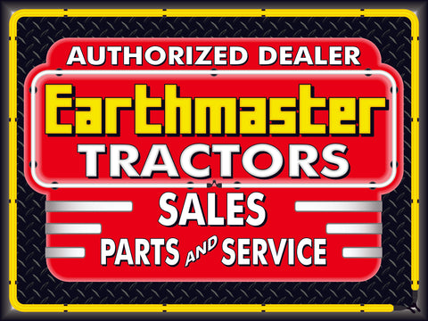 EARTHMASTER TRACTORS DEALER STYLE SIGN SALES SERVICE PARTS TRACTOR REPAIR SHOP REMAKE BANNER 3' X 4'