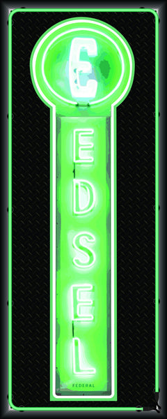 FORD EDSEL Neon Effect Sign Printed Banner VERTICAL 2' x 5'
