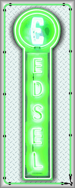 FORD EDSEL Neon Effect Sign Printed Banner VERTICAL 2' x 5'