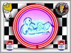 ESSO GASOLINE Neon Effect Sign Printed Banner 4' x 3'