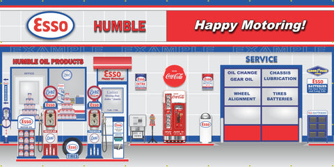 ESSO HUMBLE OIL RETRO OLD GAS PUMP GAS STATION SCENE WALL MURAL SIGN BANNER GARAGE ART VARIOUS SIZES