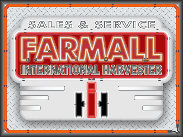 FARMALL INTERNATIONAL HARVESTER OLD DEALER REMAKE MARQUEE Neon Effect Sign Printed Banner 4' x 3'