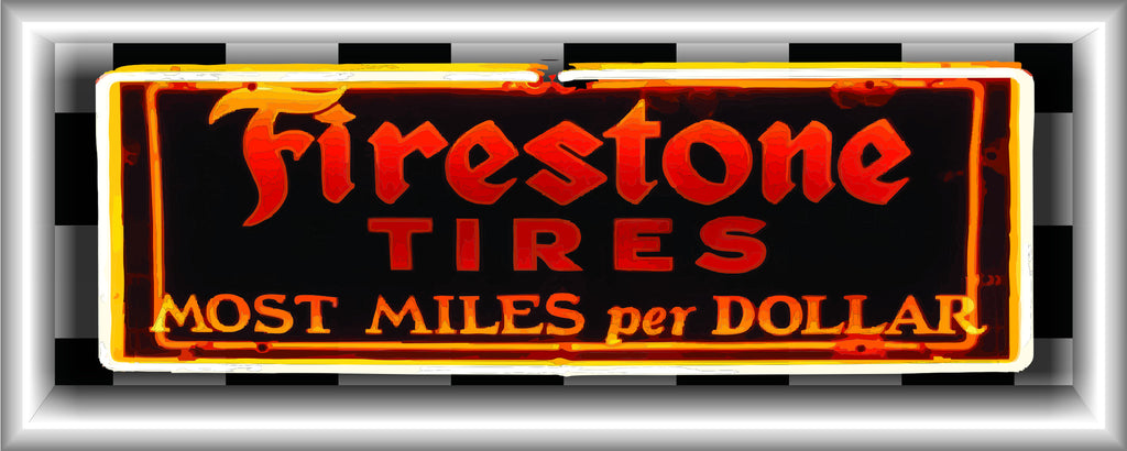 FIRESTONE TIRES Neon Effect Sign Printed Banner HORIZONTAL 5' x 2'
