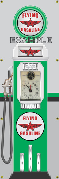 FLYING A CLOCK FACE GAS PUMP Sign Printed Banner VERTICAL 2' x 6'