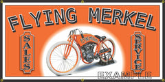 FLYING MERKEL MOTORCYCLES DEALER VINTAGE OLD SCHOOL SIGN REMAKE BANNER SIGN ART MURAL 2' X 4'/3' X 6'