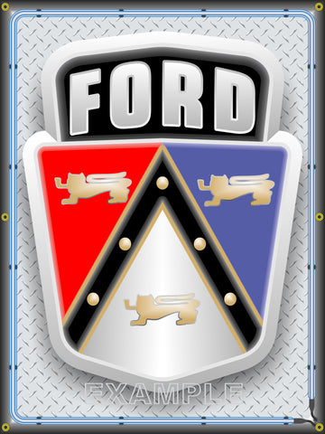 FORD VINTAGE OLD CAR JUBILEE CREST EMBLEM DESIGN SIGN REMAKE BANNER ART MURAL 3' X 4'