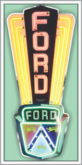 FORD JUBILEE EMBLEM DEALER V8 VINTAGE OLD SCHOOL SIGN REMAKE BANNER SIGN ART MURAL 2' X 4'/3' X 6'