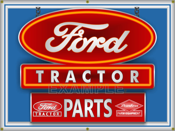 FORD TRACTOR DEALER STYLE Neon Effect Sign Printed Banner 4' x 3' VARIATIONS