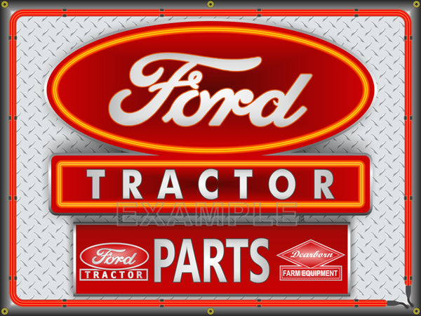 FORD TRACTOR DEALER STYLE Neon Effect Sign Printed Banner 4' x 3' VARIATIONS