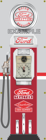 FORD TRACTOR DEARBORN EQUIPMENT DIESEL GASOLINE OLD CLOCK FACE GAS PUMP Sign Printed Banner VERTICAL 2' x 6'