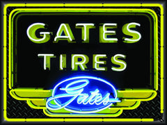 GATES TIRES Neon Effect Sign Printed Banner 4' x 3'