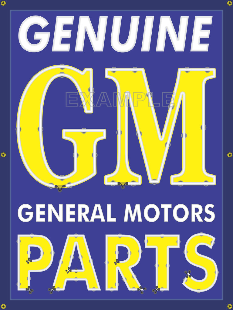 GM GENERAL MOTORS GENUINE PARTS DEALER DESIGN SIGN REMAKE PRINTED BANNER ART MURAL VARIOUS SIZES